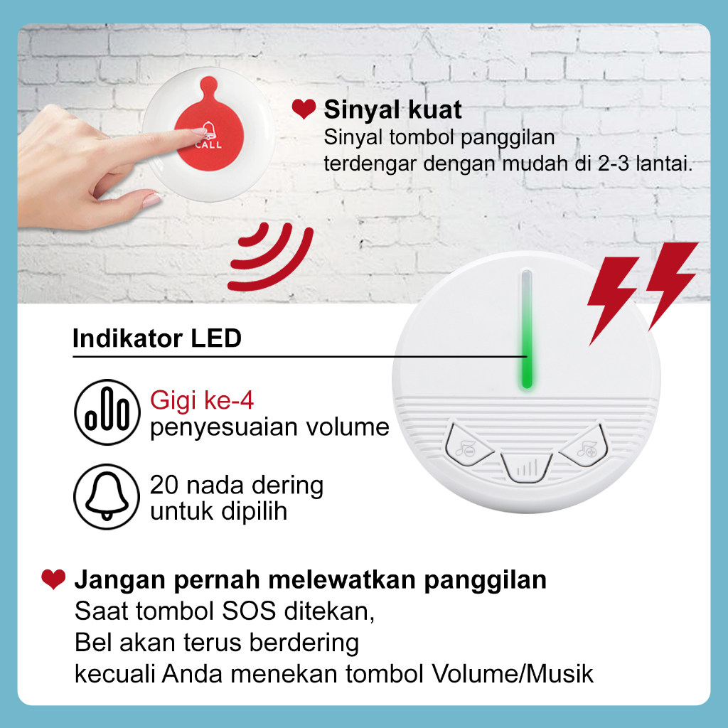 Jual Wireless emergency call buzzer pull cord alarm for bathroom ...