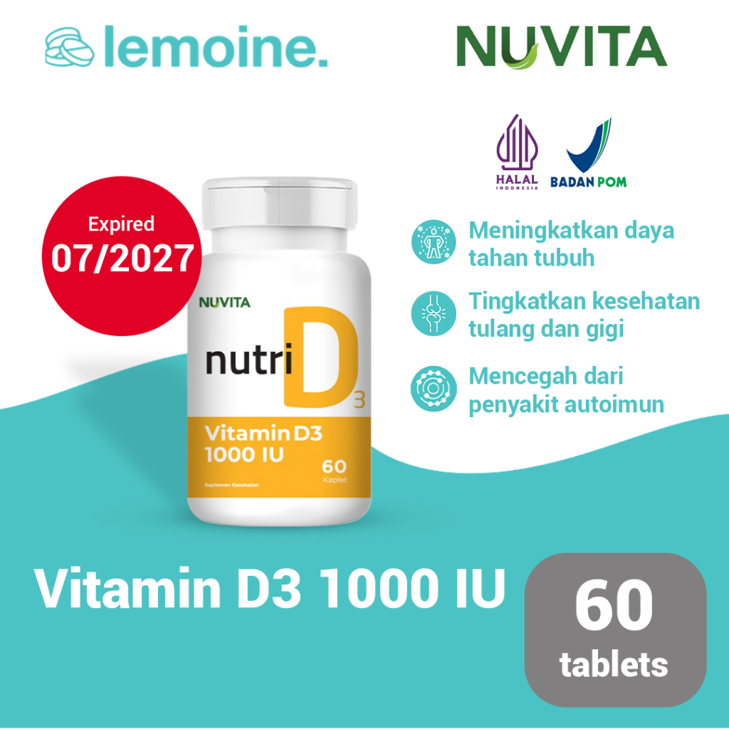 Jual Nuvita Nutri Vitamin D3 1000 IU Meningkatkan Sistem Imunitas Tubuh ...