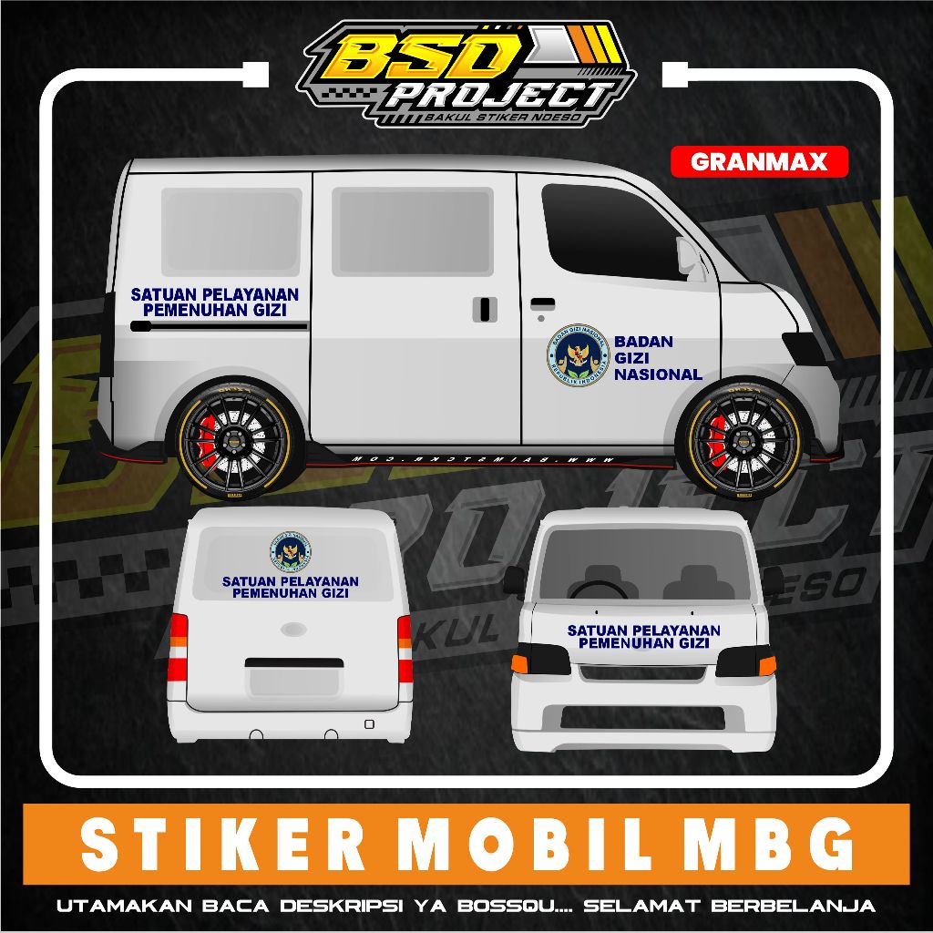 Jual STIKER MOBIL MBG STIKER MOBIL GRANMAX OPERASIONAL MAKAN BERGIZI ...