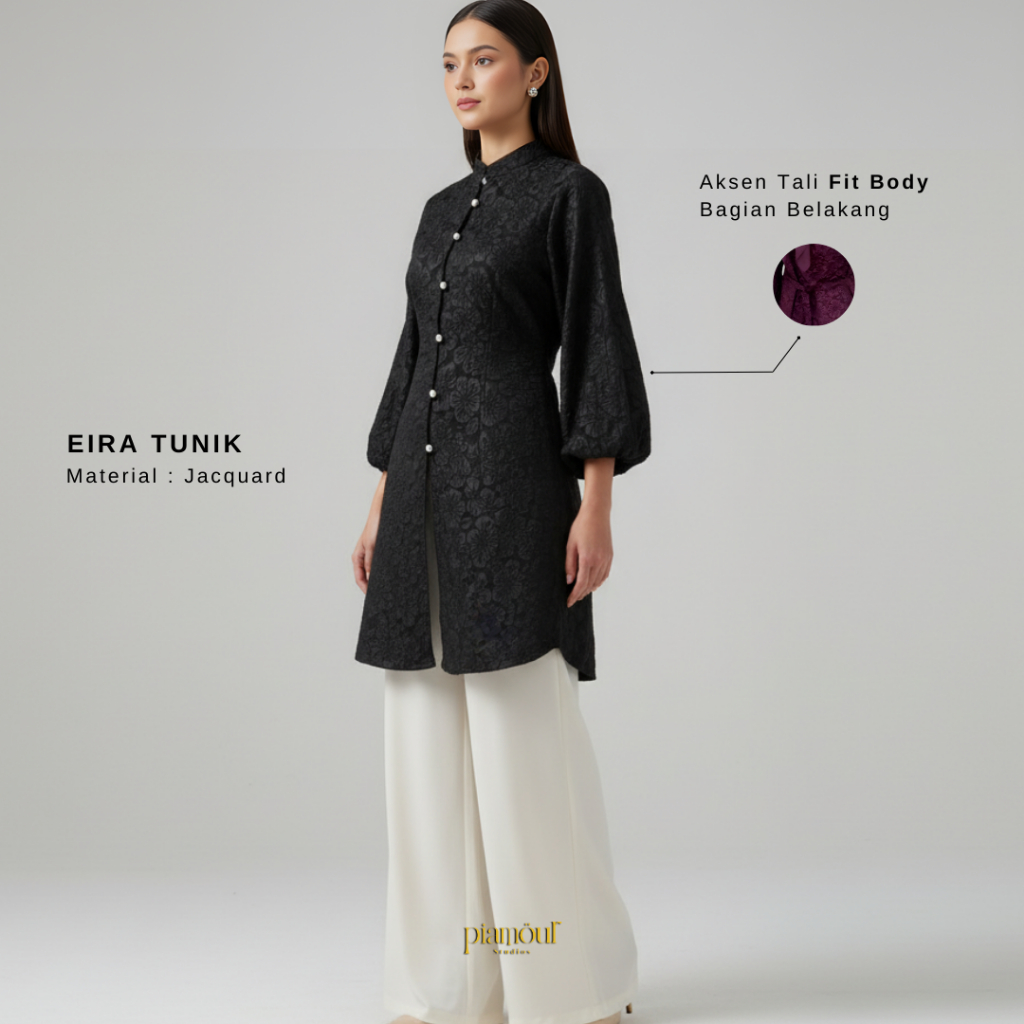 Piamour Tunik Raya Baju Lebaran Wanita 2026 Fukuro Embos Jacquard Atasan Muslima - foto 5