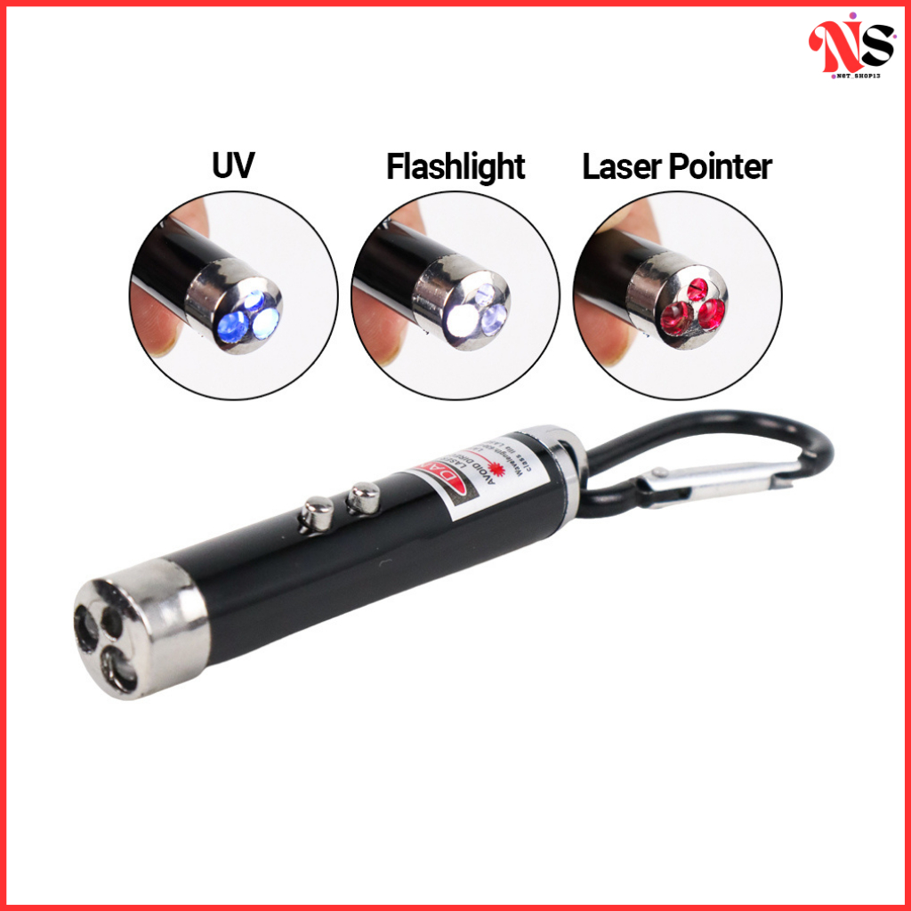 Jual Red Laser Pointer Senter LED Flashlight UV 3in1 1mw 650nm - A-LPP ...