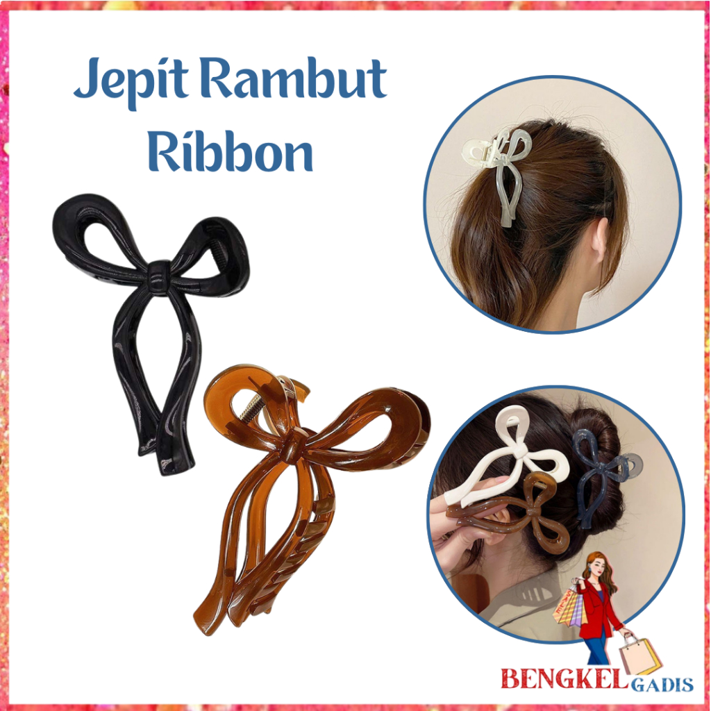 Jual BG Jepitan Rambut Pita Ribbon Bow Premium Hair Claw Clips Jedai ...