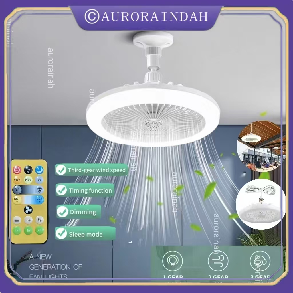 Jual TERLARIS Lampu Kipas AC E27 50Watt Plafon Remote control LED Lampu ...