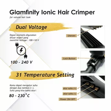 GLAMFINITY Ionic Hair Crimper Catokan Baba Catokan Genteng Untuk Menambah Volume Akar Rambut