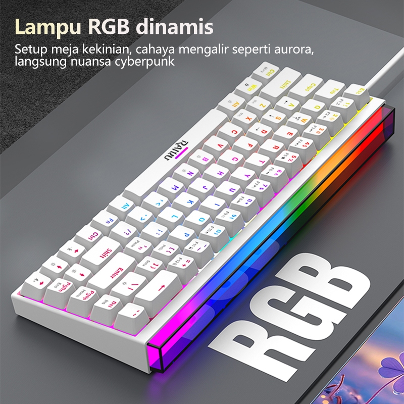 Jual JUTU Putih Keyboard Mini keyboard Mekanis 68 Tombol keyboard ...