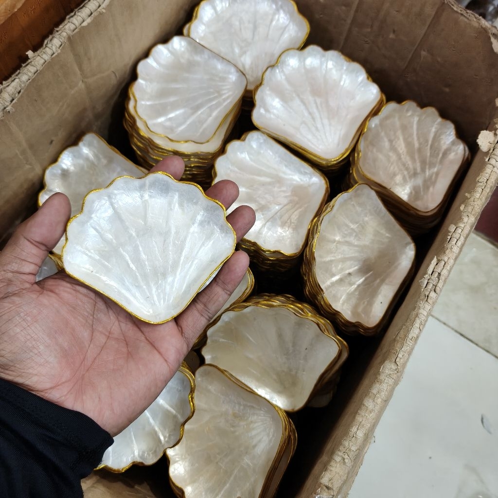 Jual mini shell plate white piring lepekan kecil putih model kerang ...