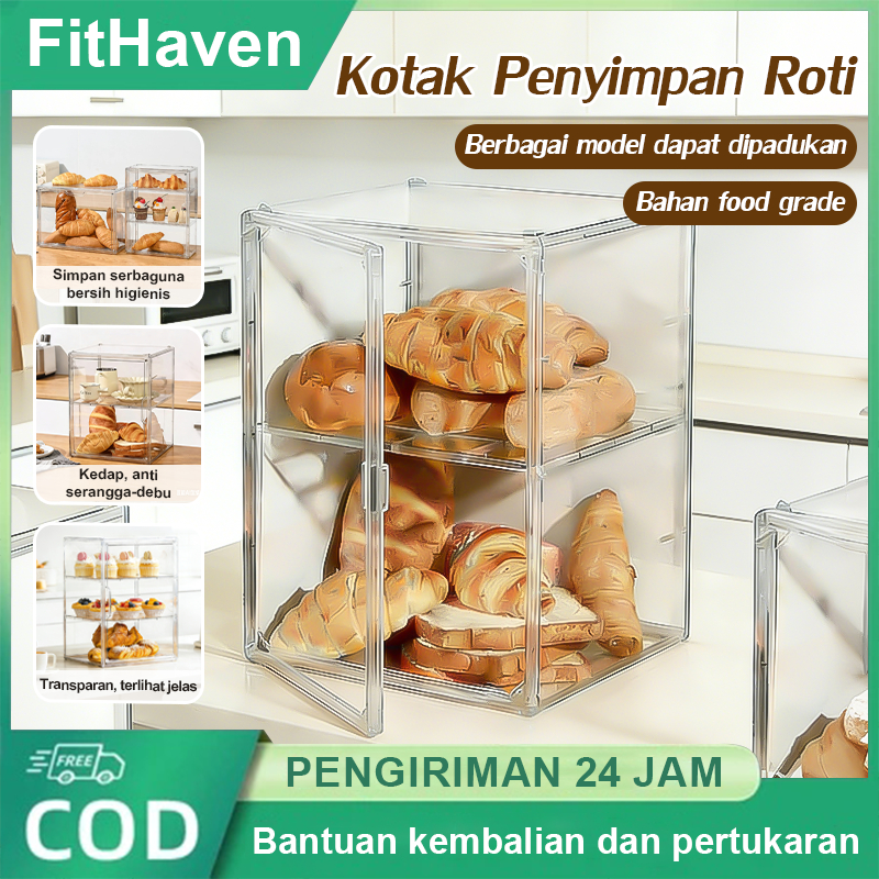 Jual FitHaven Kotak Kue Akrilik Tempat Kue Etalase Roti Tidak Tahan ...