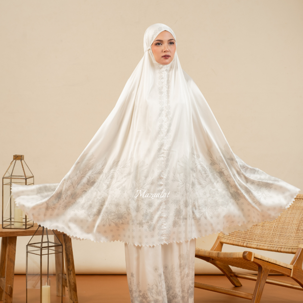Mukena Dewasa Silk Premium 2in1 Terbaru Lasercut Traveling Shayma Series By Mazaalat || Mukena Mewah SILKY Premium Model 2in1 Adem Nyaman Dengan Resleting Dagu Dan Tas Termasuk