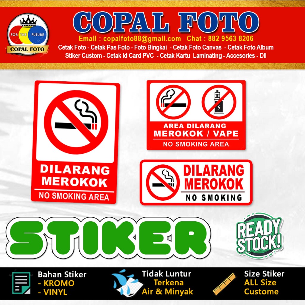 Jual Stiker dilarang merokok Size A4, A5, A6 stiker indor & outdor ...