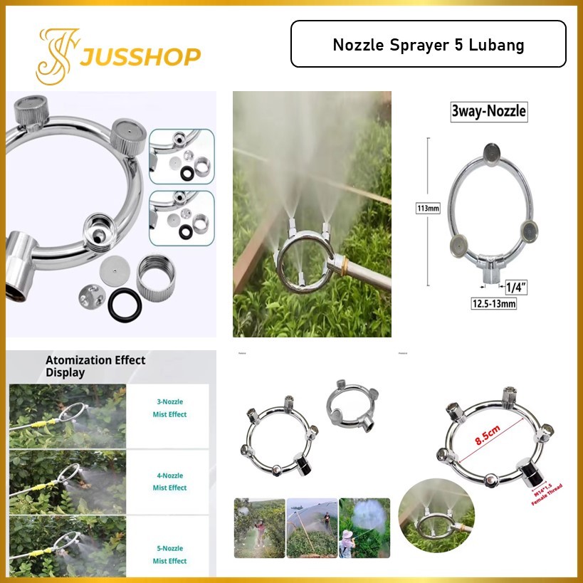 Nozzle Sprayer 5 Lubang Kepala Sprayer Kabut Halus 5 Mata Melingkar Irigasi Taman Round Sprayer