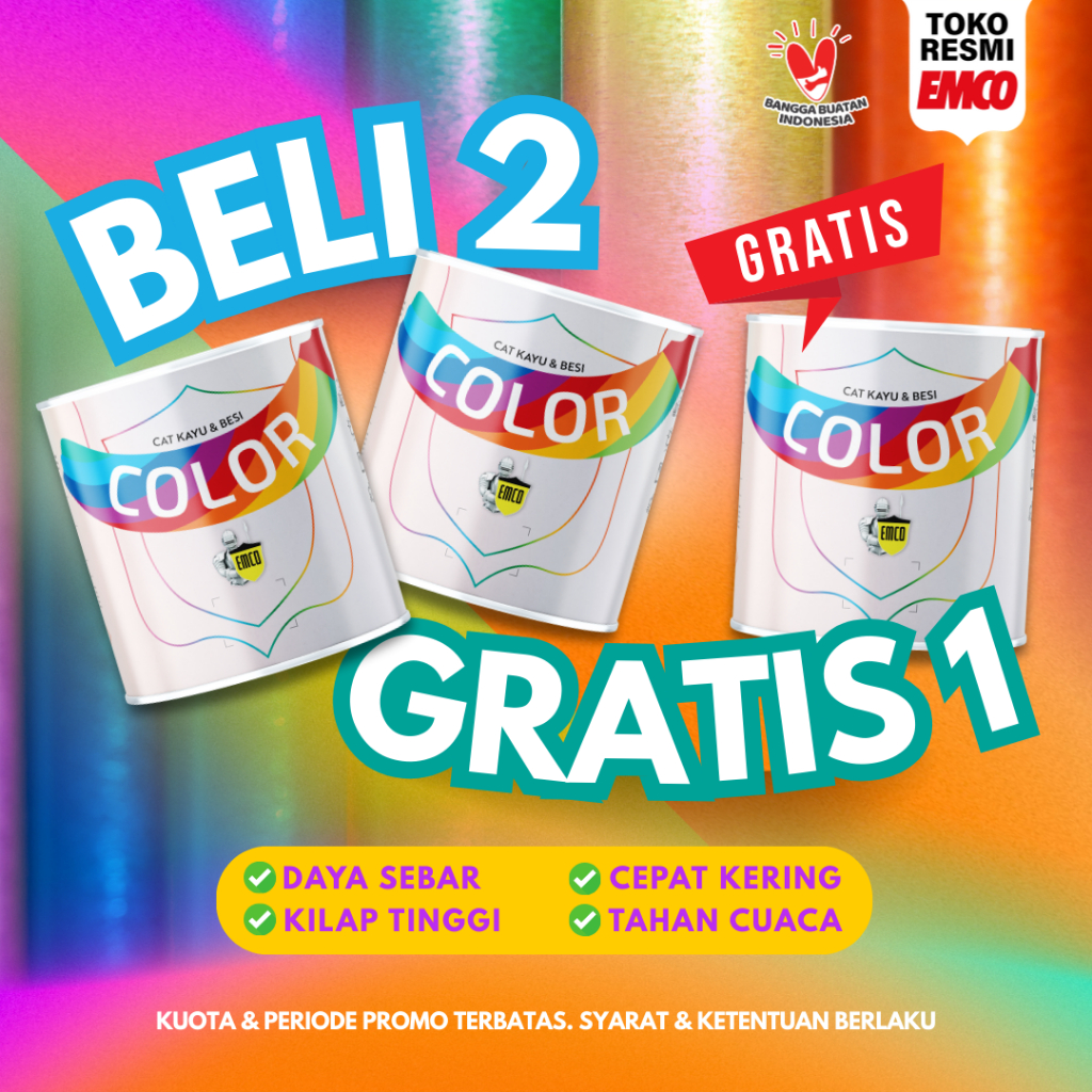 Jual [BELI 2 GRATIS 1] COLOR Cat Kayu & Besi 0,8 kg - Gloss Finish ...