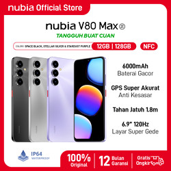 Handphone nubia V80 Max ROM 128 GB RAM 12 GB (6 GB + 6 GB) Smartphone Layar 6.9" HD 120Hz, Baterai 6000mAh Fast Charging GPS Turbo
