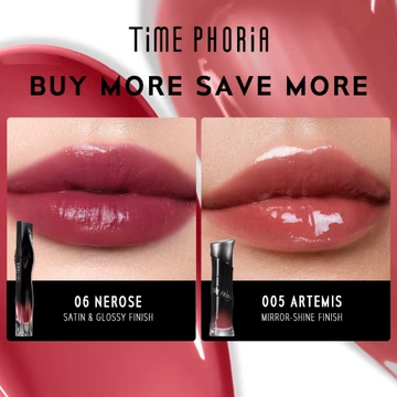 TIME PHORIA Lunara Frost 3D Lip Gloss Lipstick LipTint Lip Cream Hyper Shine Color Fresh