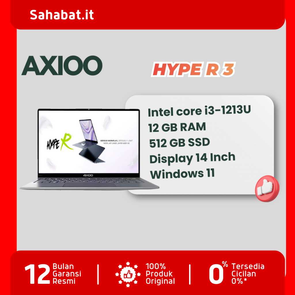 Jual Laptop Axioo Hype R 3 Intel I3-1215U 12GB RAM 256GB SSD Windows 11 ...