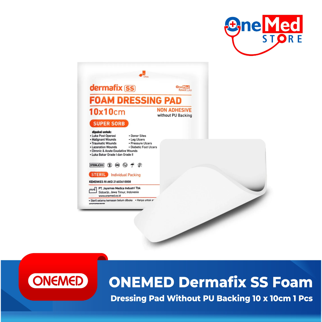 Jual Dermafix SS Foam Dressing Pad Without PU Backing 10 x 10cm OneMed ...