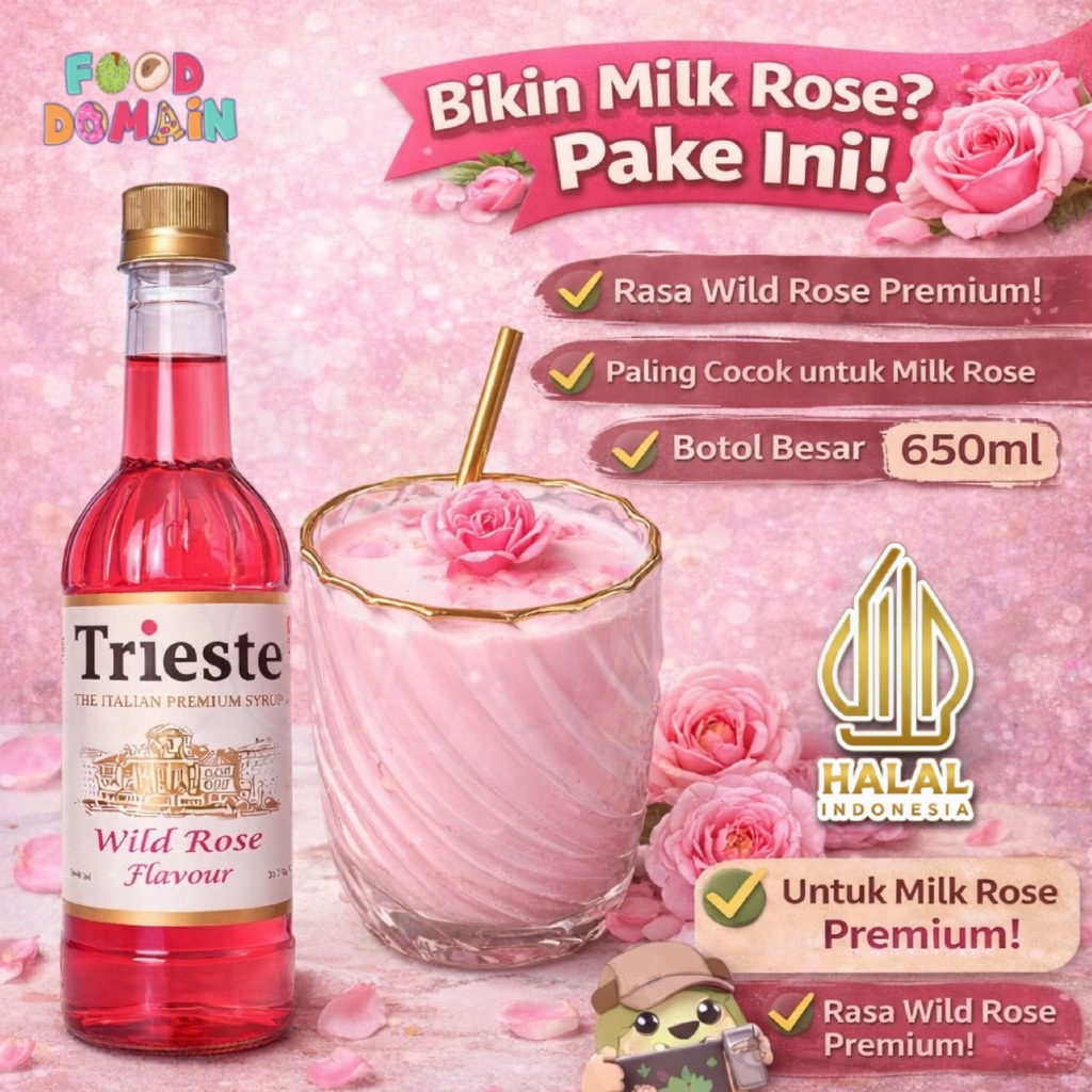 Jual Trieste Syrup Wild Rose - Sirup Rasa Mawar 650ml - Untuk Rose Milk ...