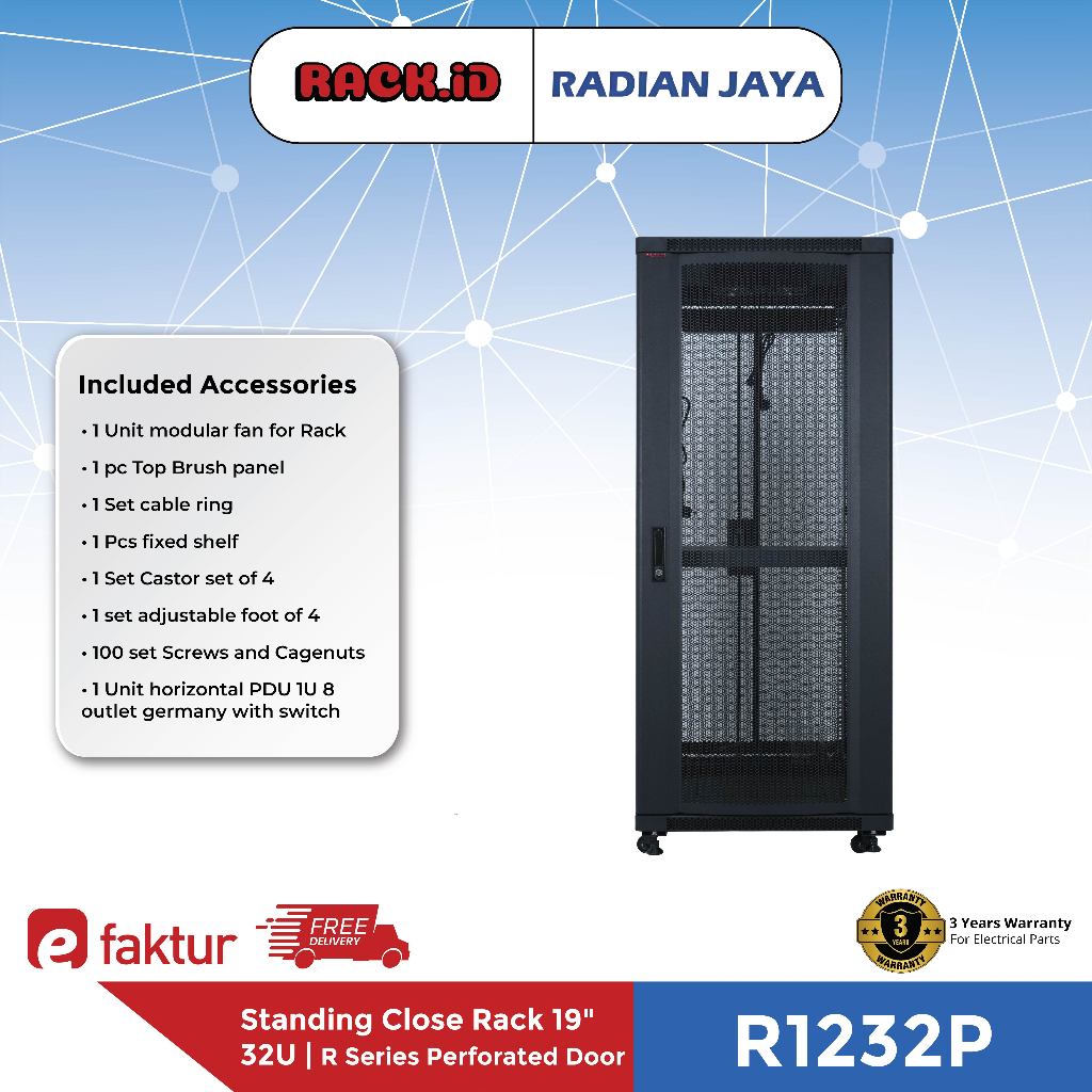 Jual Close Rack RACKID 32U Rak Server 32U Depth 1200mm Rack CCTV Modem ...