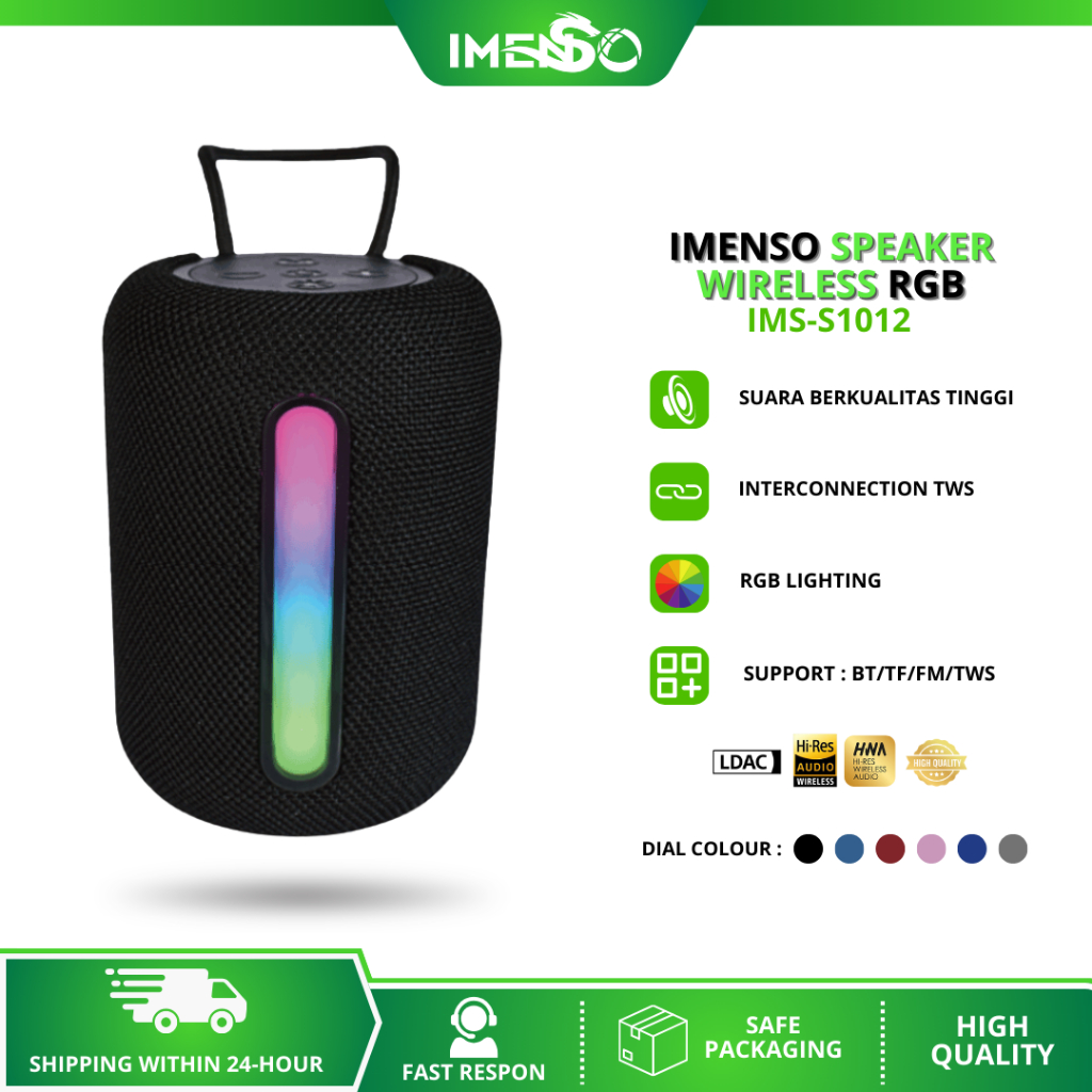 Jual IMENSO speaker bluetooth super bass RGB musik box bluetooth full ...