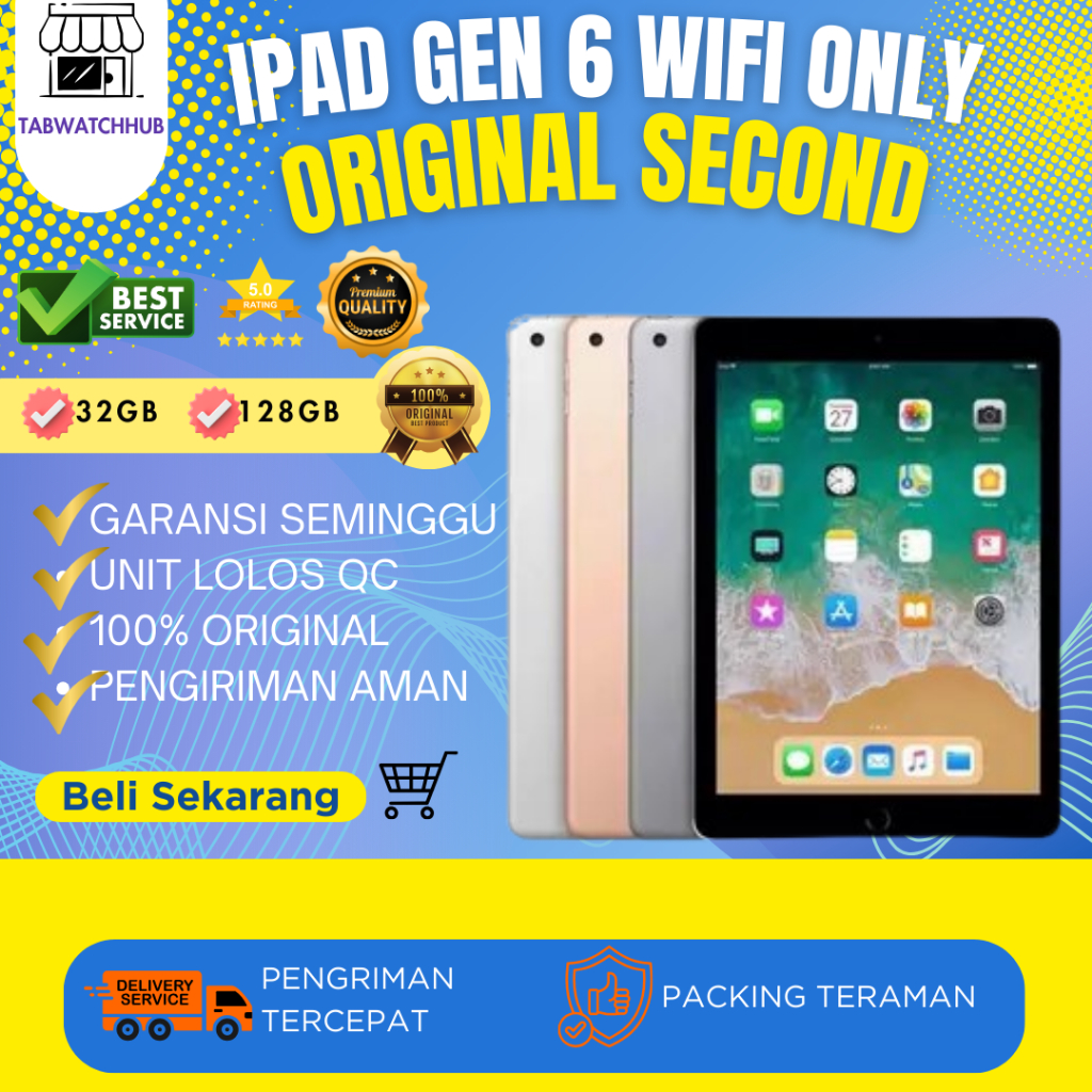 Jual Ipad 6 32GB 128GB Wifi Only Second Fullset | Shopee Indonesia