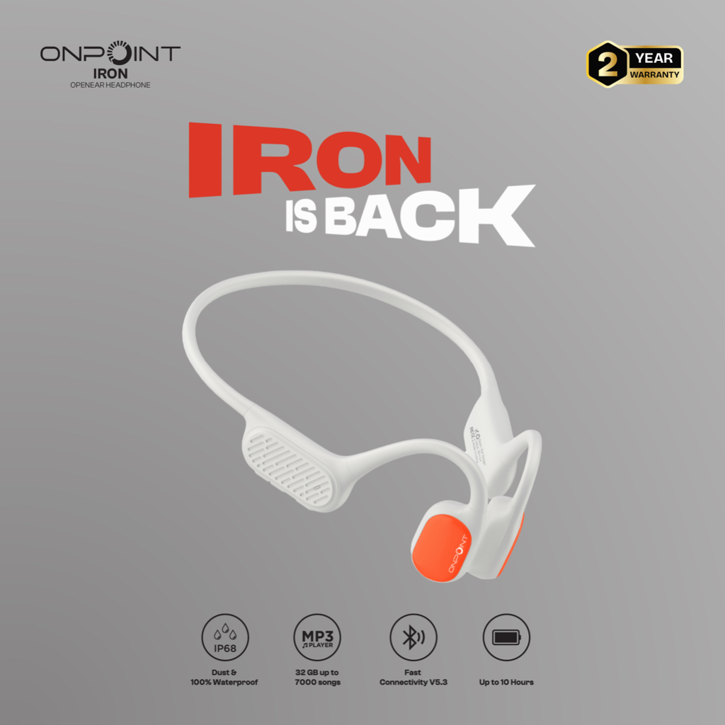 Jual ONPOINT IRON OpenEar Bone Conduction Headphone - Open Ear GREY ...