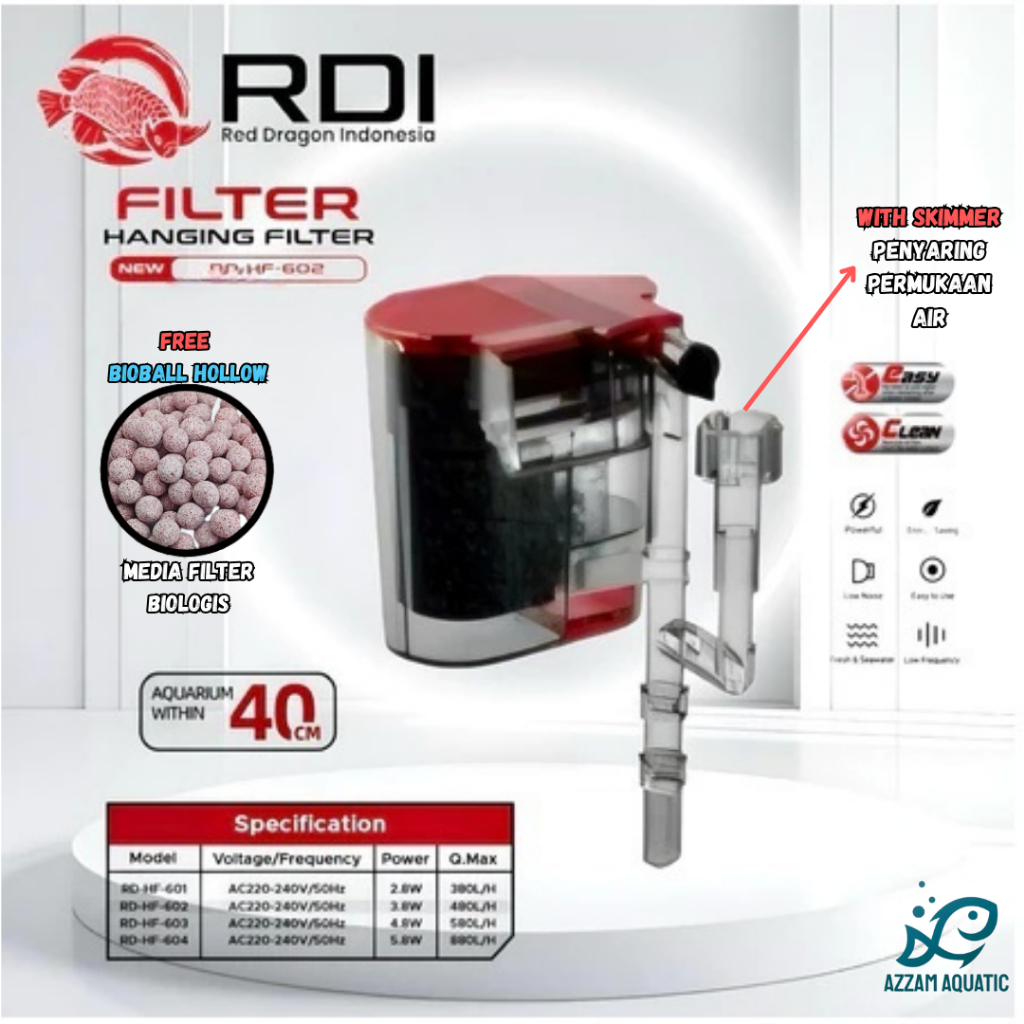 Jual RDI-MINI HANG ON + SKIMMER FILTER AQUARIUM RD HF 602 NEW MODEL ...