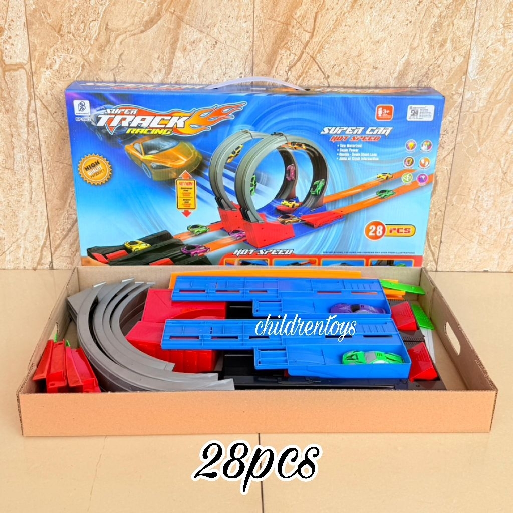 Jual Mainan Super Track Racing 2 jalur / Super Car Hot Speed Hot Wheels ...