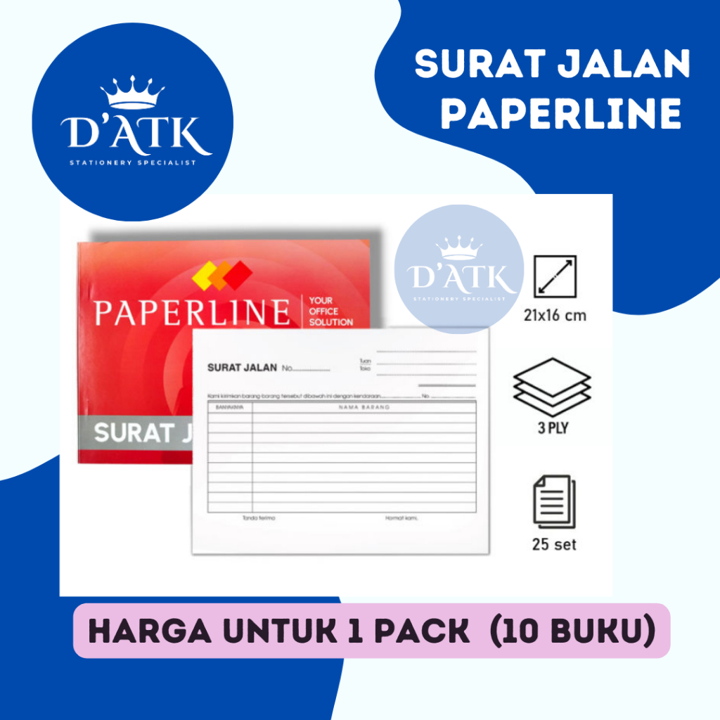 Jual Nota Surat Jalan PAPERLINE 3 PLY / 3 RANGKAP 1 Pack 10 Buku ...