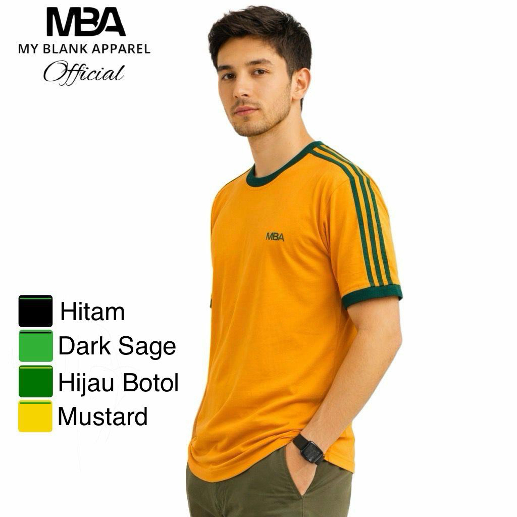 Jual Kaos Ringer Tee Stripe MBA MyBlankApparel 100% Cotton 24s Kaos ...