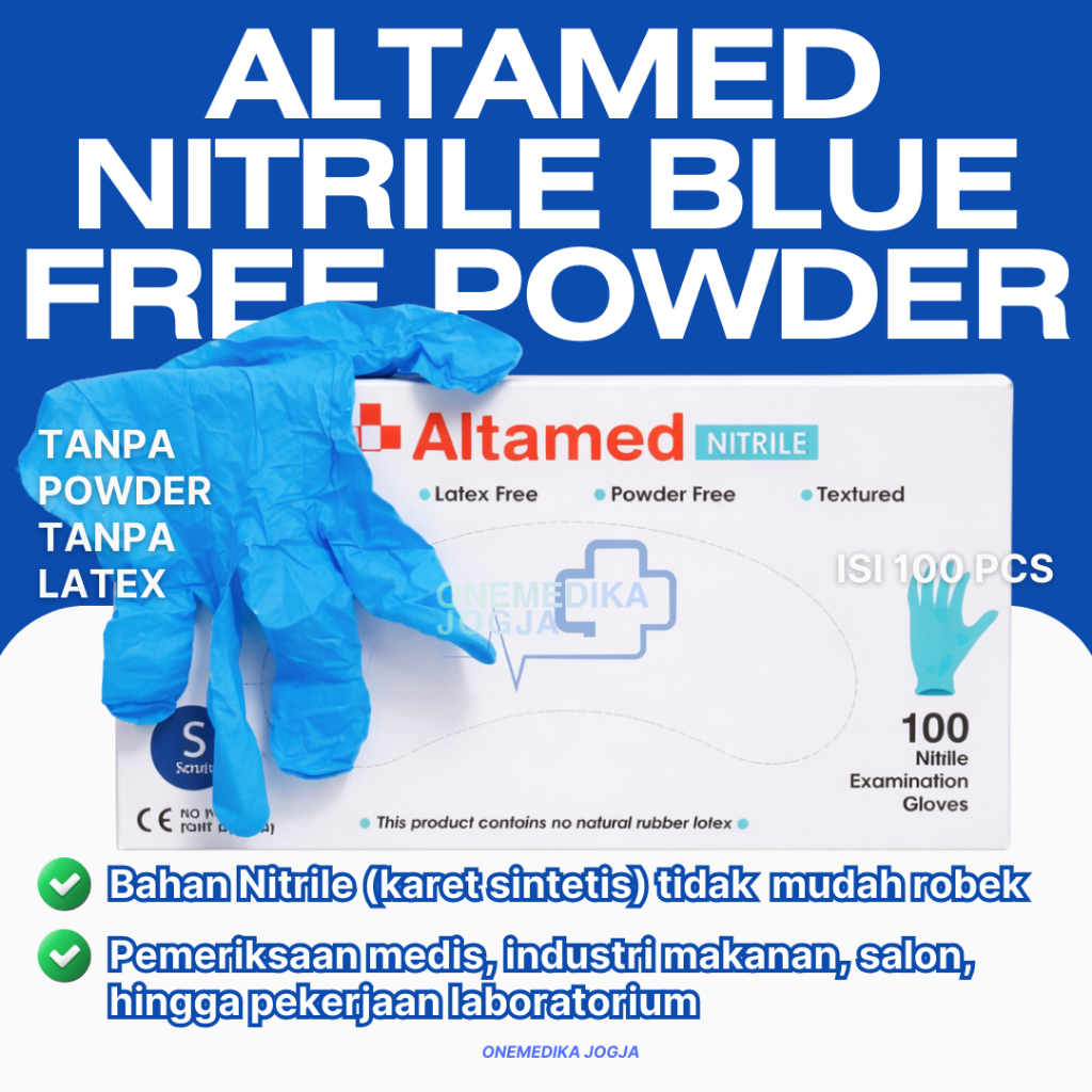 Jual Handscoon Nitril Altamed Free Powder Biru / Sarung Tangan Nitrile ...