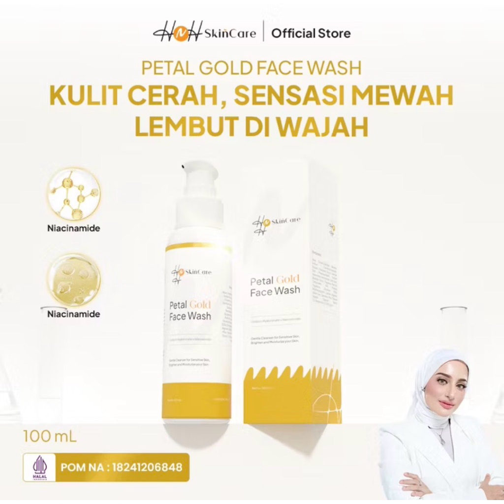 H&H Facial Wash Gold Petal For Sensitive Skin 100 ML / Sabun Cuci Muka Untuk Kulit Sensitive, Menenangkan Kulit Dan Mencerahkan Kulit