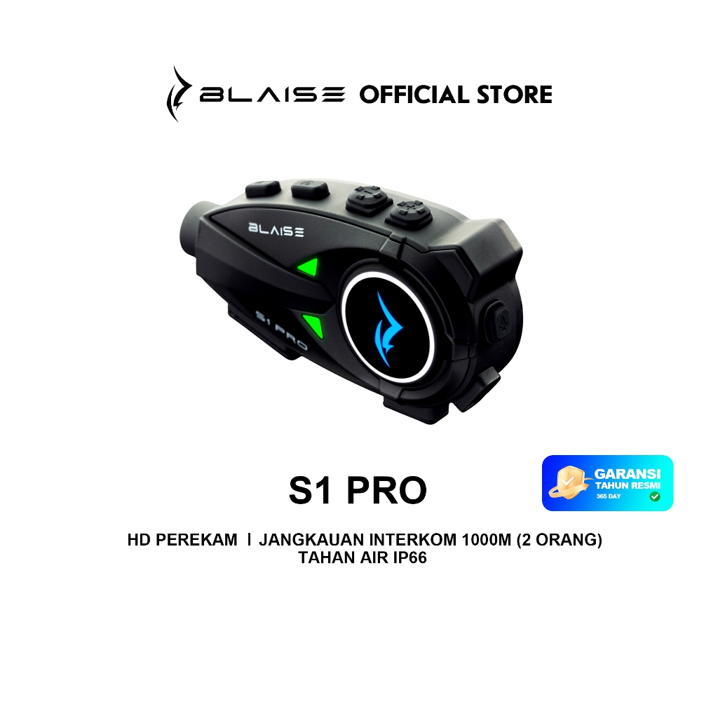 Jual BLAISE S1 PRO Intercom Helm Kamera HD Perekam 1000M 2 Orang