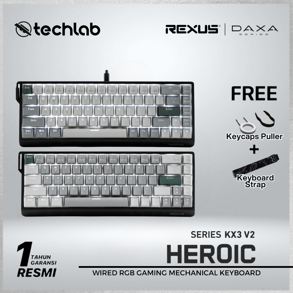 Jual Rexus KX3 Heroic Keyboard Gaming Mechanical 65% Layout Hotswap ...