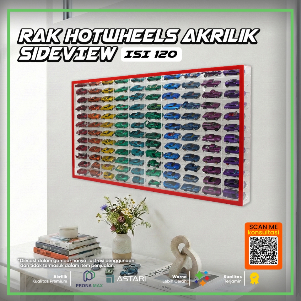 Jual Rak Hotwheels Akrilik Isi 120 Standard SIdeview Edition No Header ...
