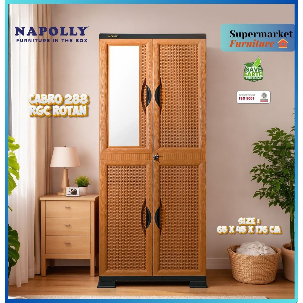 Jual NAPOLLY Lemari Plastik Rotan Cabro 288 RGC Rotan | Lemari Baju ...