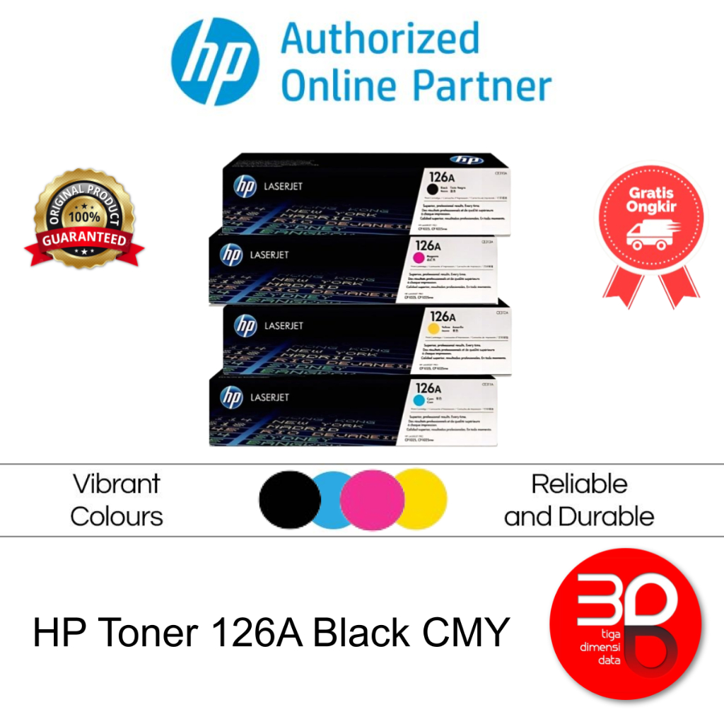 HP Toner 126A Black Cyan Magenta Yellow LaserJet Cartridge Original [CE310A CE311A CE312A CE313A]