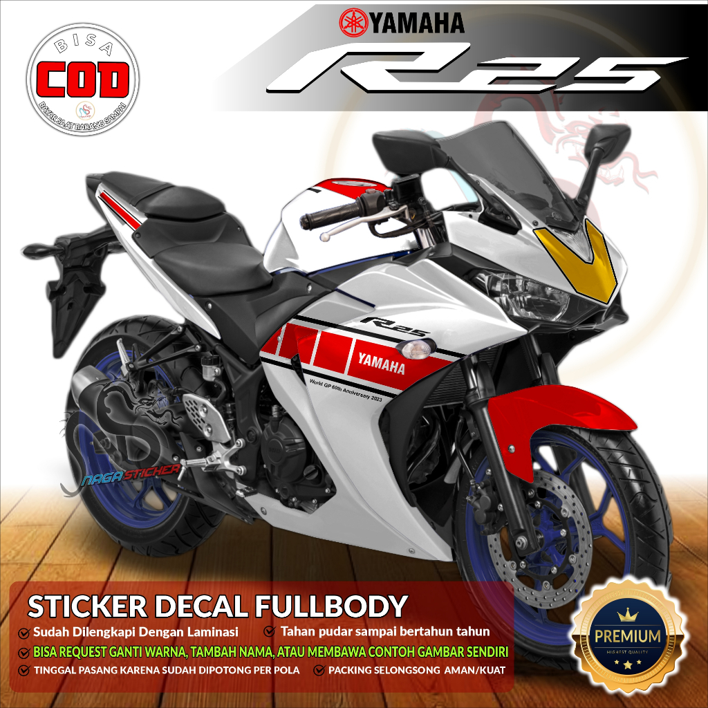 Jual [Decal Sticker Full Body YAMAHA R25 OLD VARIASI 60th worldgp ...