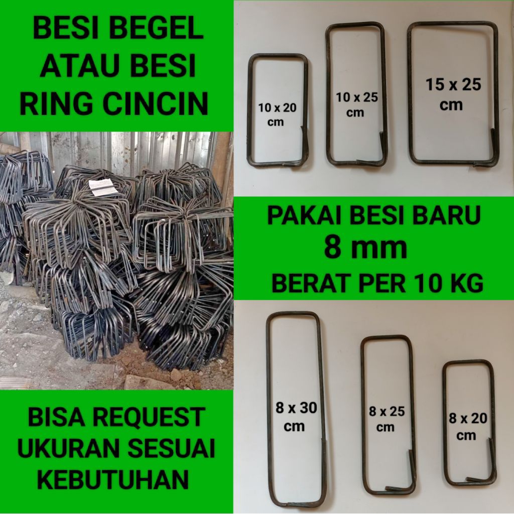 Jual besi begel/ring cincin/besi kolom 8mm pakai besi baru berat per 10 ...