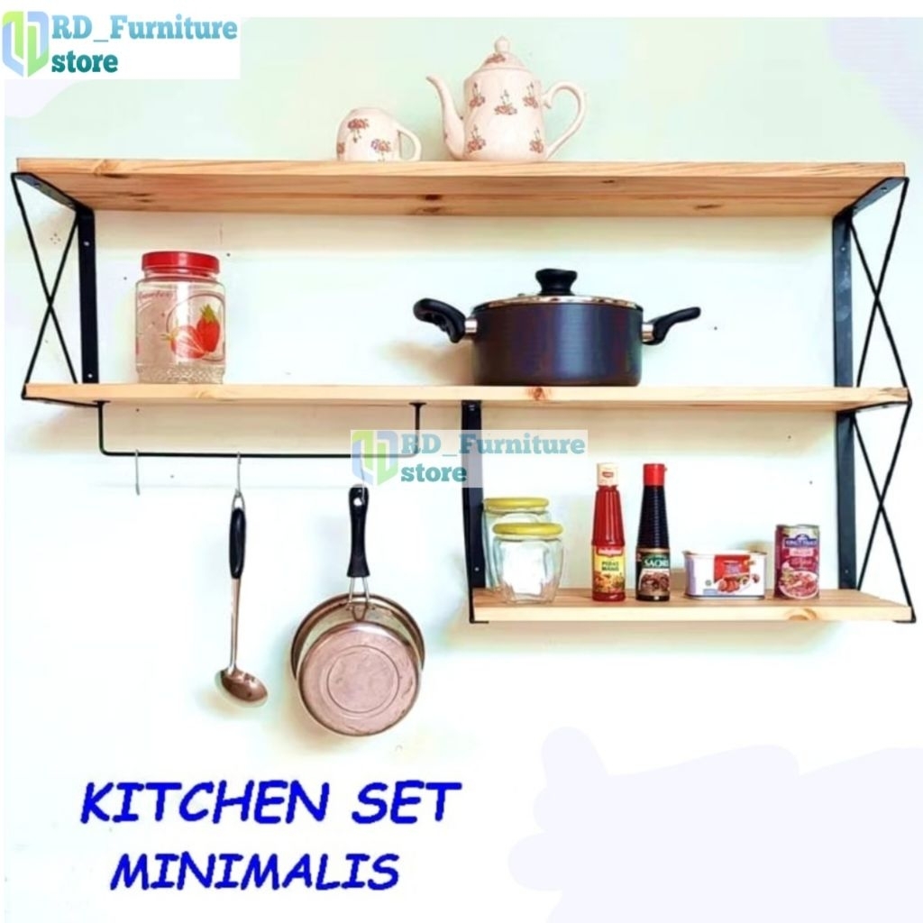 Jual Rak dinding dapur kitchen set minimalis ambalan buku industrial ...
