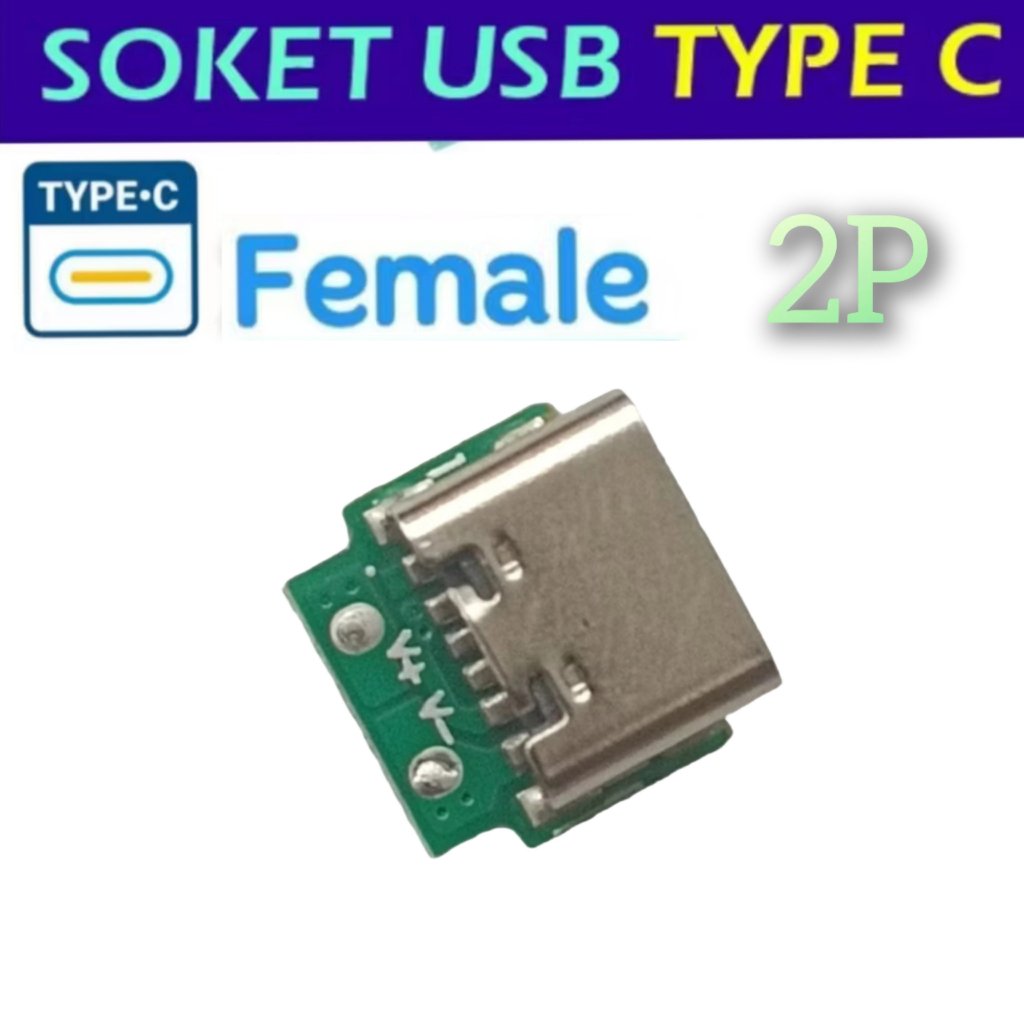 Jual Socket USB Type C Female 2 Pin Adapter Adapter Konektor | Shopee ...