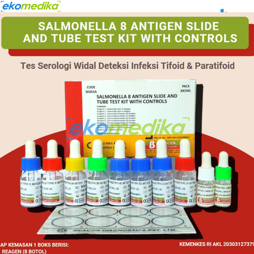 Jual Paket Lengkap Test Widal Set (8 vial Salmonella + Plat Widal ...