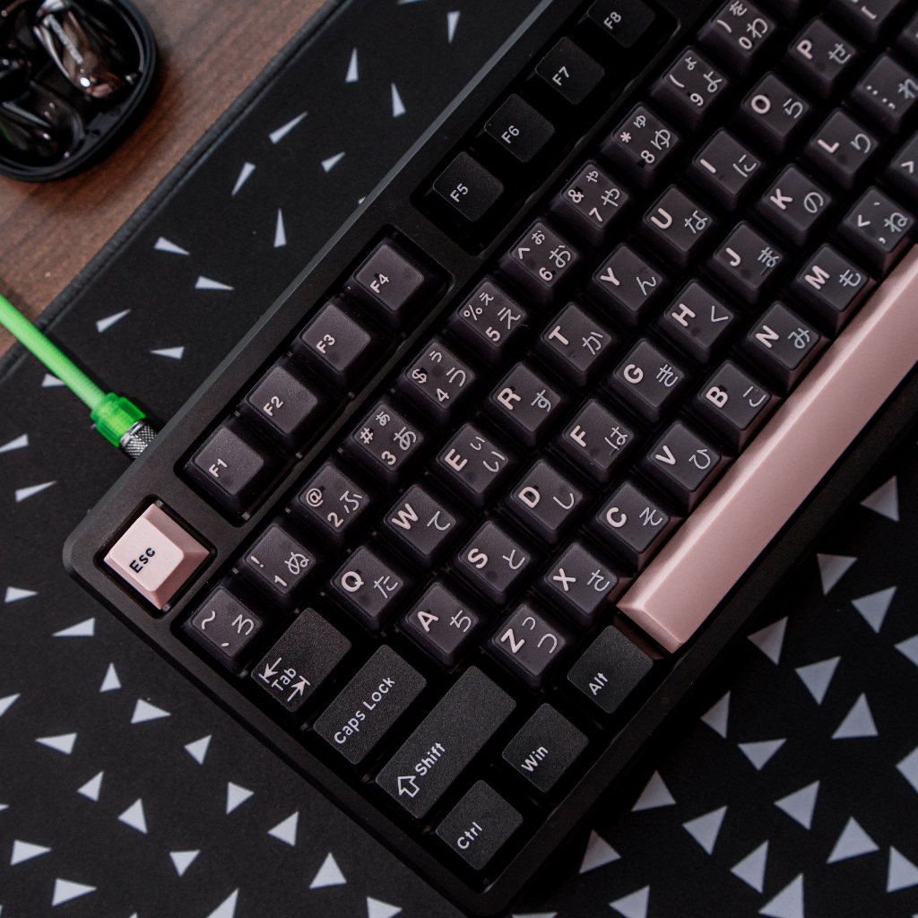 Jual NightSakura Keycaps Japeng Root PBT+PC Hitam merah muda ...