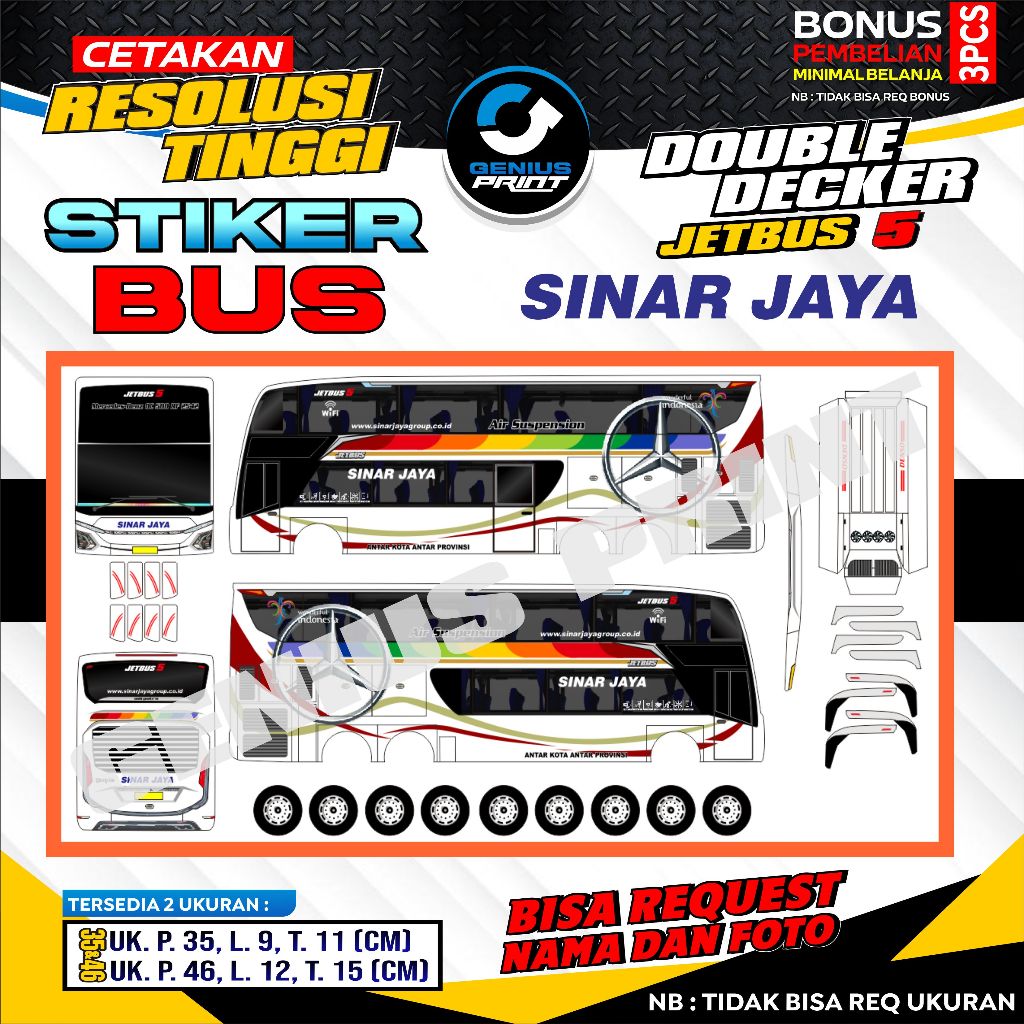 Jual Stiker A3 Miniatur Bus Double Decker [ JETBUS 5 ] Livery GHTS ...