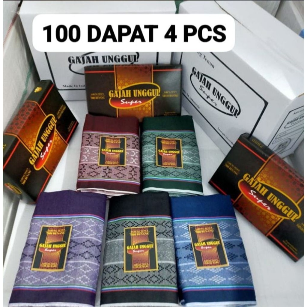 100 DAPAT 4 PCS Grosir Sarung Tenun Gajah Unggul Benang 7000/Sarung Murah Berkualitas/Sarung Tenun Halus