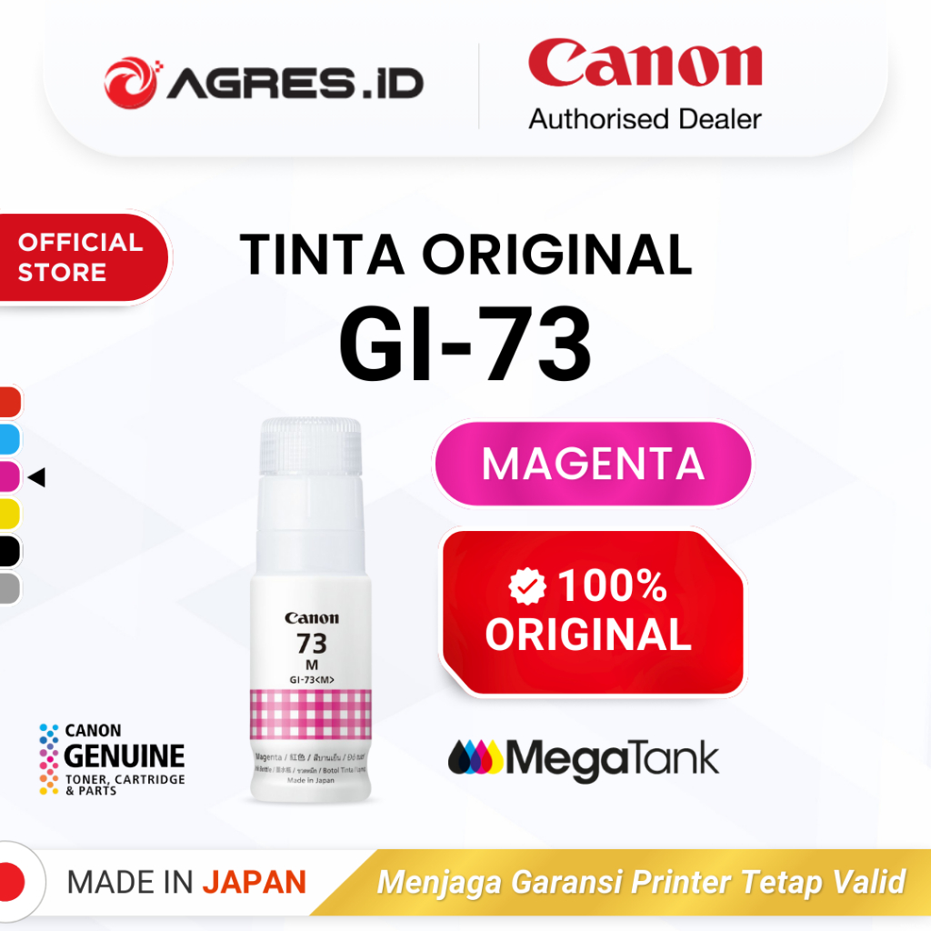 Jual 100% ORIGINAL Tinta Canon GI 73 Magenta - Printer G570 G670 ...