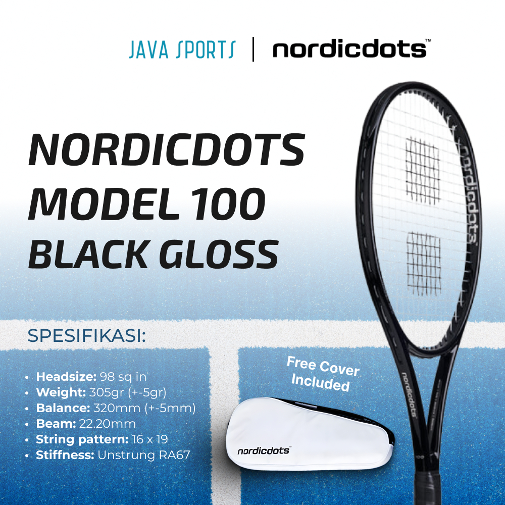 Jual Raket Tenis Nordicdots Model 100 Black Gloss Original Tennis