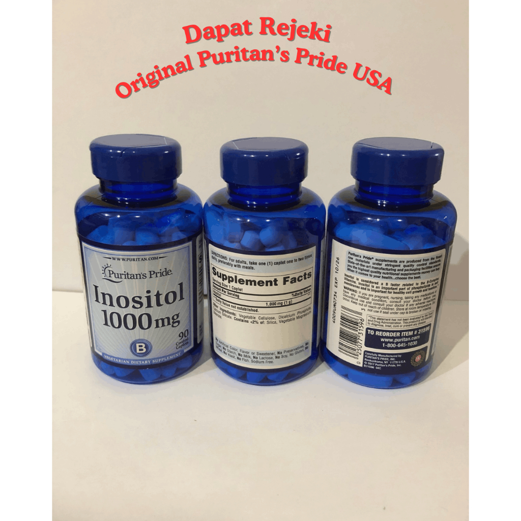 Jual Inositol 1000mg isi 90 Caplets Puritan's Pride USA botol penyok ...