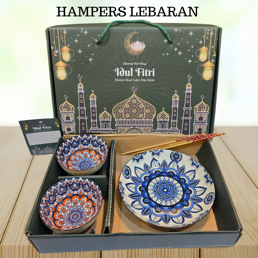 Souvenir Mangkok Lebaran Hampers Idul Fitri Mangkok Set Premium Peralatan Makan / Mangkok Eid Mubarak Set