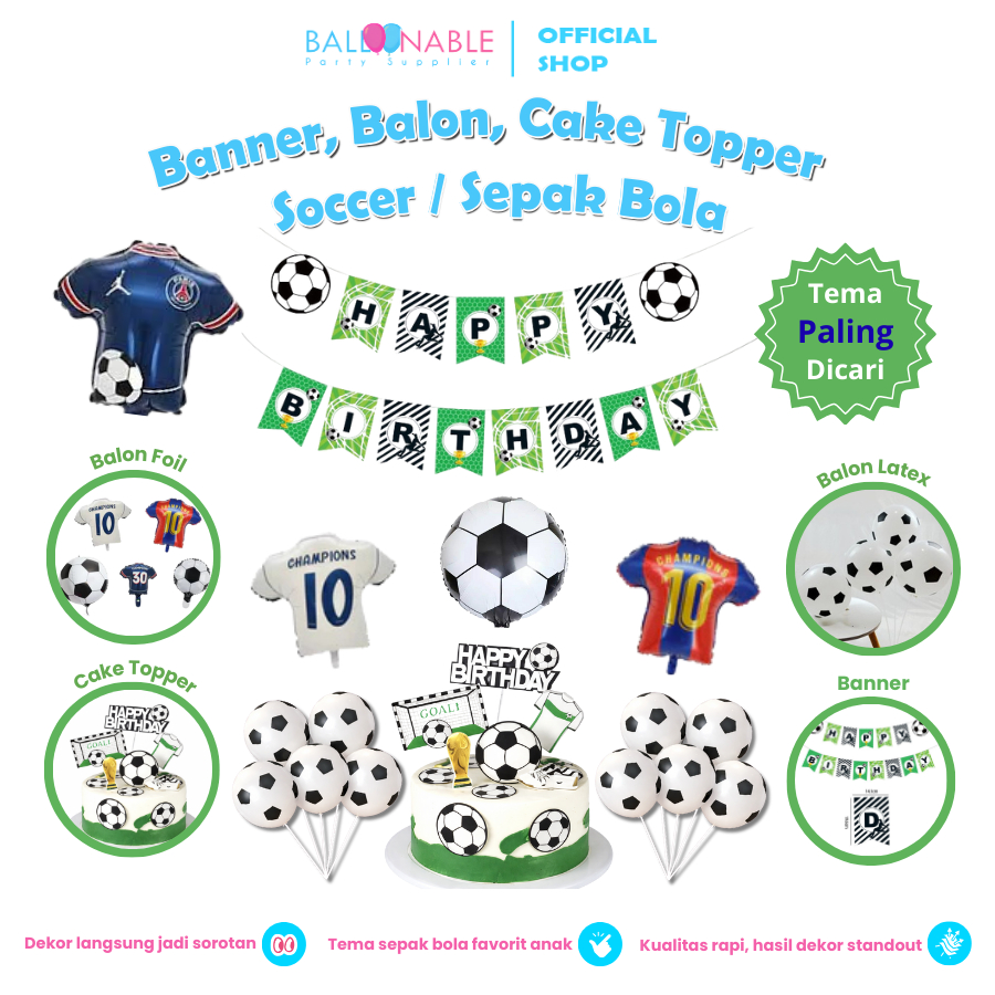 Balon Foil Bola / Foil Kustom Jersey Bola / Dekorasi Ulang Tahun Tema Soccer Sepak Bola / FootBall / Baseball / Basket