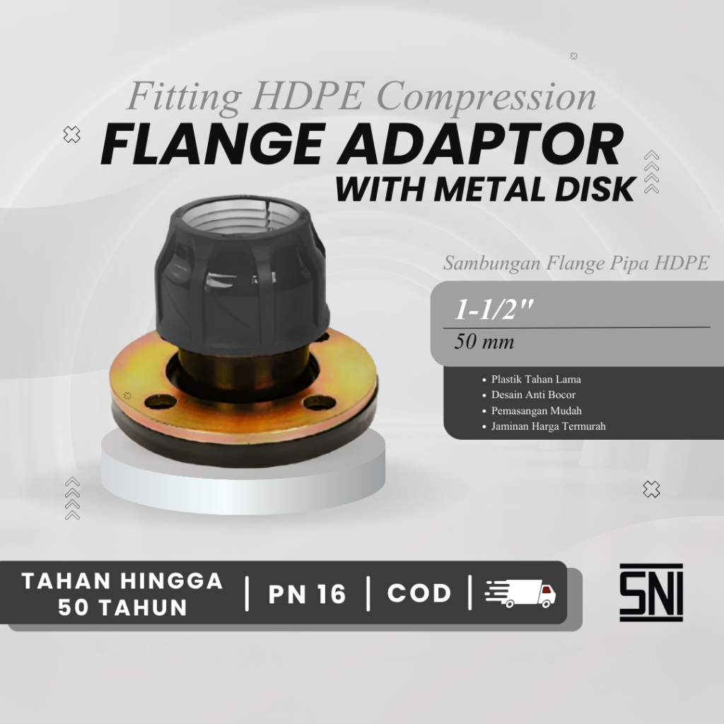 Jual Flange Adaptor Compression With Metal Disk + Karet Rubber Gasket ...