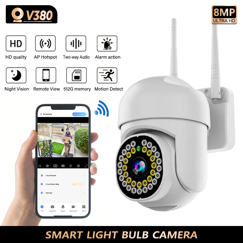 Jual CCTV V380 Pro Outdoor Wifi Kamera 8MP 1080P Waterproof Camera PTZ ...